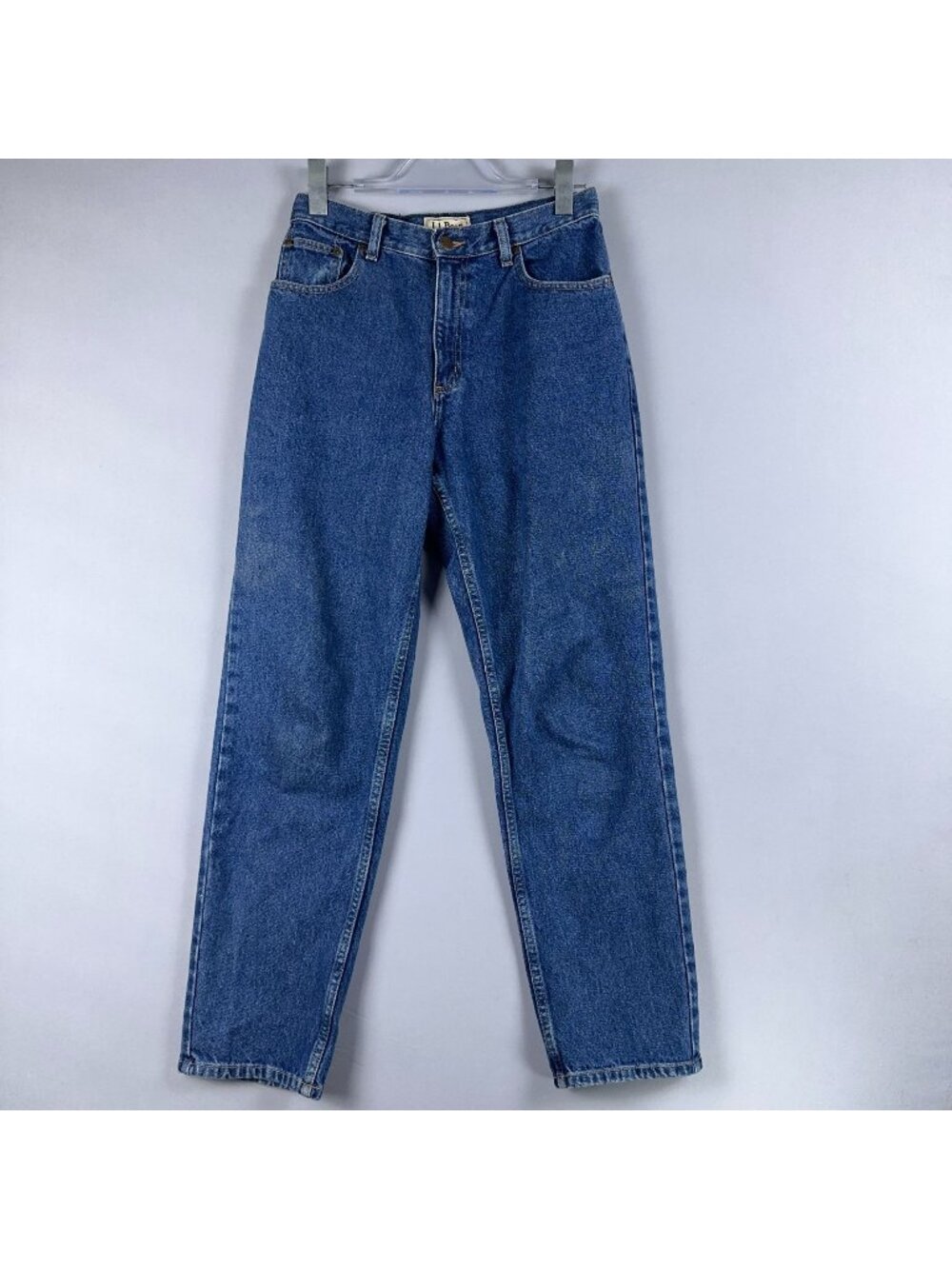 L.L. Bean Jeans Size 8 Regular 100% Cotton Straight Leg High Rise Blue Medium Wa